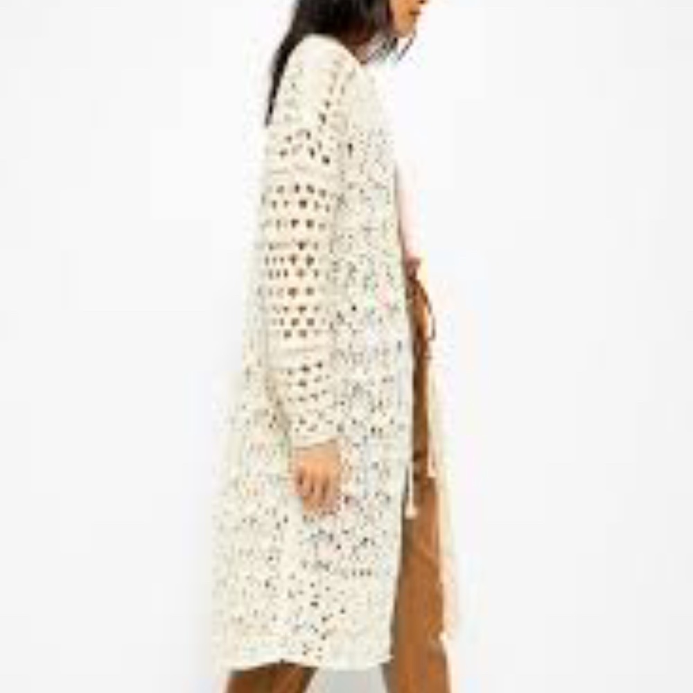 NWT Free People Sweet Talker Cardigan Crochet Sweater in Cream